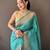 teal green soft lichi silk blend jacquard butti zari weaving paithani saree