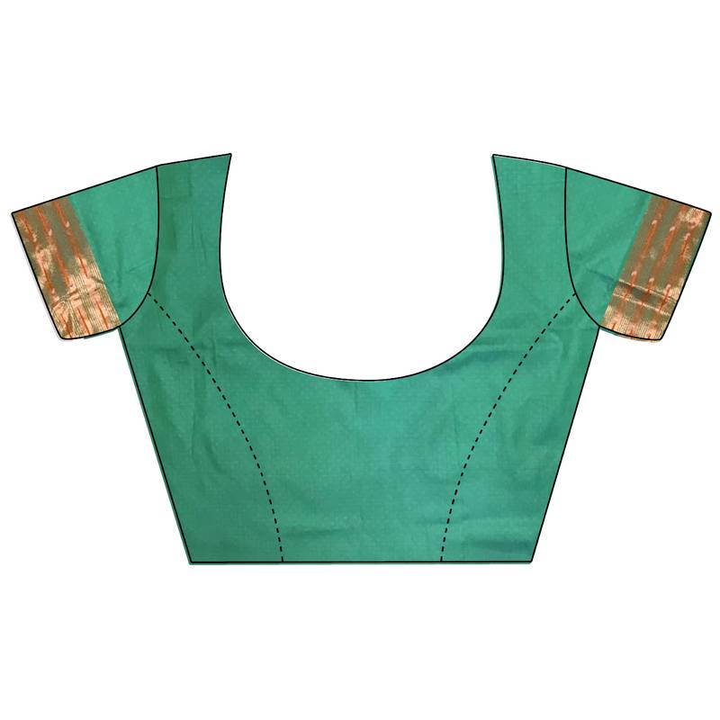 teal green soft lichi silk blend jacquard butti zari weaving paithani saree