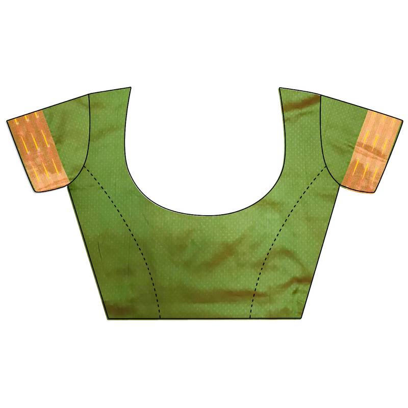 olive green soft lichi silk blend jacquard butti zari weaving paithani saree