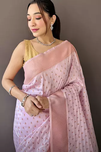 lavender soft lichi silk blend jacquard butti zari weaving paithani saree