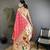 peach soft silk blend peacock & floral zari motifs kanchipuram saree
