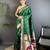 green soft silk blend peacock & floral zari motifs kanchipuram saree