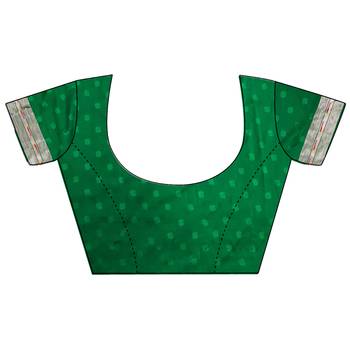 green soft silk blend peacock & floral zari motifs kanchipuram saree 5