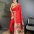 red soft silk blend peacock & floral zari motifs kanchipuram saree