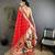 red soft silk blend peacock & floral zari motifs kanchipuram saree