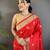 red soft silk blend peacock & floral zari motifs kanchipuram saree