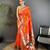 orange soft silk blend peacock & floral zari motifs kanchipuram saree