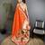 orange soft silk blend peacock & floral zari motifs kanchipuram saree