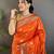 orange soft silk blend peacock & floral zari motifs kanchipuram saree