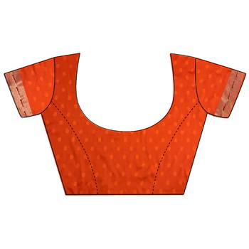 orange soft silk blend peacock & floral zari motifs kanchipuram saree 5