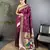 wine soft silk blend peacock & floral zari motifs kanchipuram saree