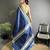 navy blue raw silk blend zari woven ghicha art saree