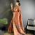 peach raw silk blend zari woven ghicha art saree