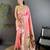 light pink soft silk blend peacock & floral zari motifs kanchipuram saree