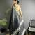 black raw silk blend zari woven ghicha art saree