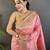 light pink soft silk blend peacock & floral zari motifs kanchipuram saree