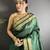 green raw silk blend zari woven ghicha art saree