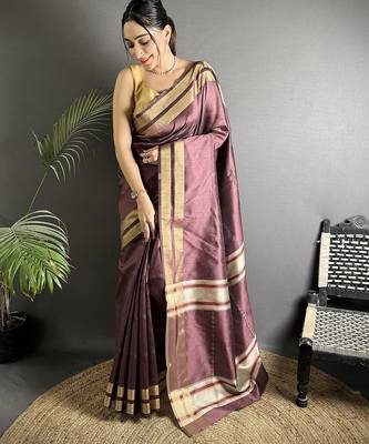 wine raw silk blend zari woven ghicha art saree 1