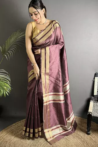 wine raw silk blend zari woven ghicha art saree