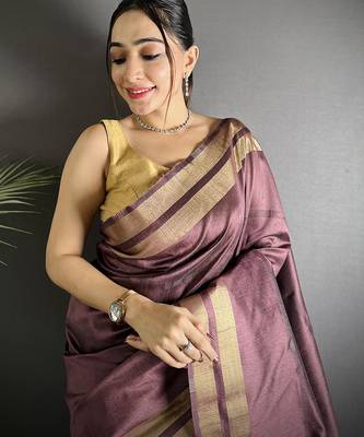 wine raw silk blend zari woven ghicha art saree 4