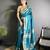 turquoise raw silk blend zari woven ghicha art saree