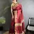 red raw silk blend zari woven ghicha art saree