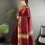 red raw silk blend zari woven ghicha art saree