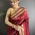 red raw silk blend zari woven ghicha art saree