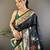 black soft silk blend zari woven floral motifs paithani saree