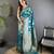 teal soft lichi silk blend ethnic floral motifs banarasi saree