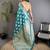 teal soft lichi silk blend ethnic floral motifs banarasi saree