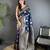 navy blue soft lichi silk blend ethnic floral motifs banarasi saree
