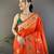 orange soft silk blend zari woven floral motifs paithani saree