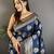 navy blue soft lichi silk blend ethnic floral motifs banarasi saree