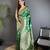 green soft lichi silk blend ethnic floral motifs banarasi saree