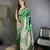 green soft lichi silk blend ethnic floral motifs banarasi saree