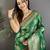 green soft lichi silk blend ethnic floral motifs banarasi saree