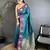 teal soft silk blend small butti jacquard zari weaving banarasi saree