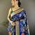 blue soft silk blend zari woven floral motifs paithani saree