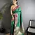 green soft silk blend small butti jacquard zari weaving banarasi saree