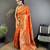 orange soft silk blend geomatric zari woven patola saree