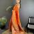 orange soft silk blend geomatric zari woven patola saree