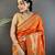 orange soft silk blend geomatric zari woven patola saree