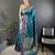 teal blue lichi silk blend jacquard zari woven motifs banarasi saree