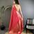 red satin silk blend floral motifs & ethnic silver zari design kanchipuram saree