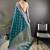 teal blue lichi silk blend jacquard zari woven motifs banarasi saree
