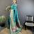 turquoise blue soft silk blend geomatric zari woven patola saree