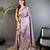 lavender satin silk blend floral motifs & ethnic silver zari design kanchipuram saree