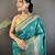 turquoise blue soft silk blend geomatric zari woven patola saree