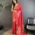 ruby pink satin silk blend floral motifs & ethnic silver zari design kanchipuram saree